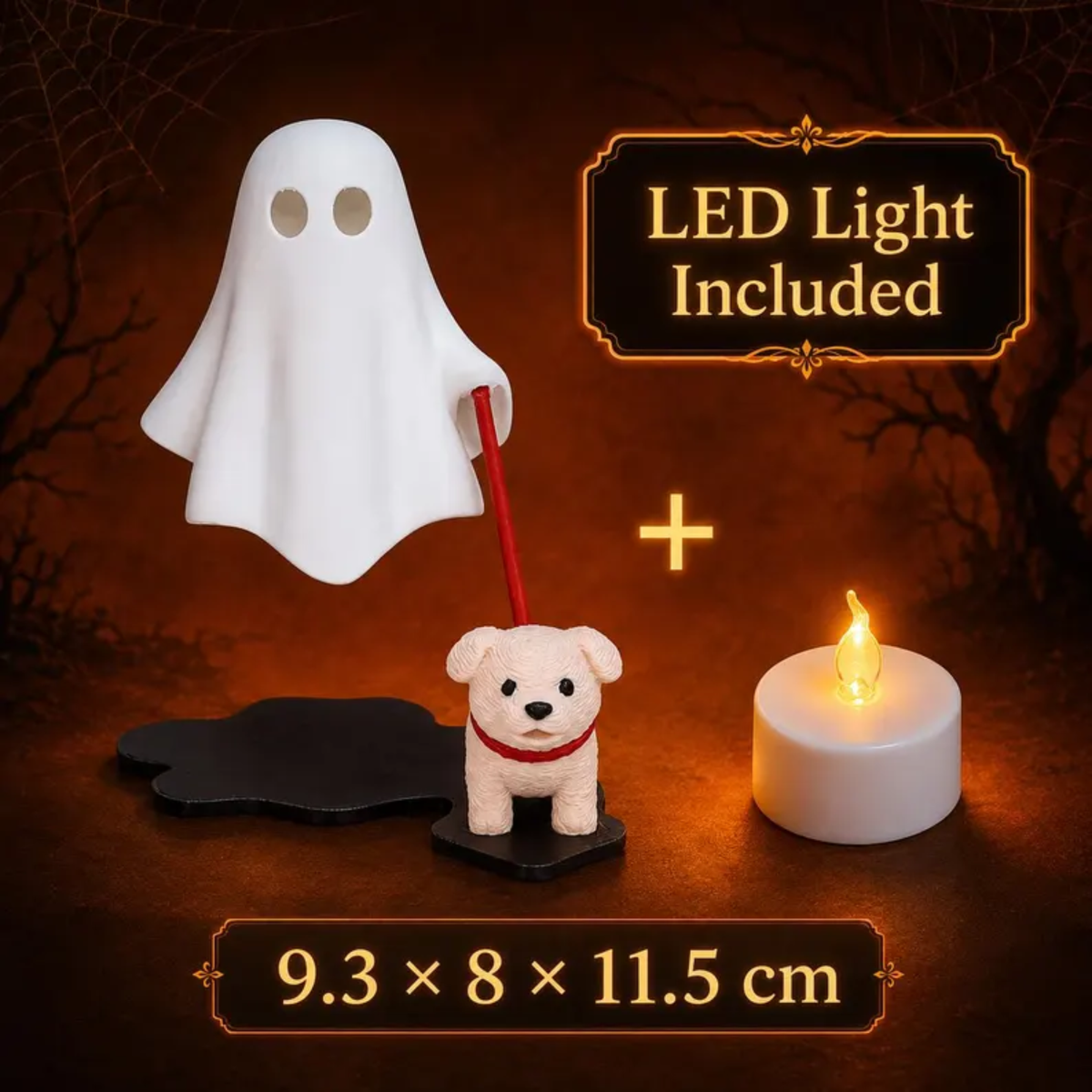 Luz brillante de fantasma con perro