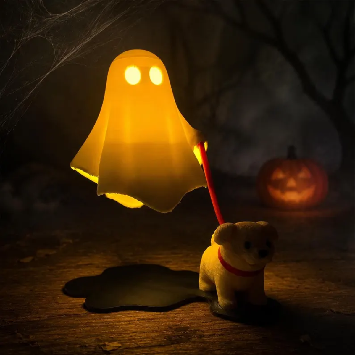 Luz brillante de fantasma con perro