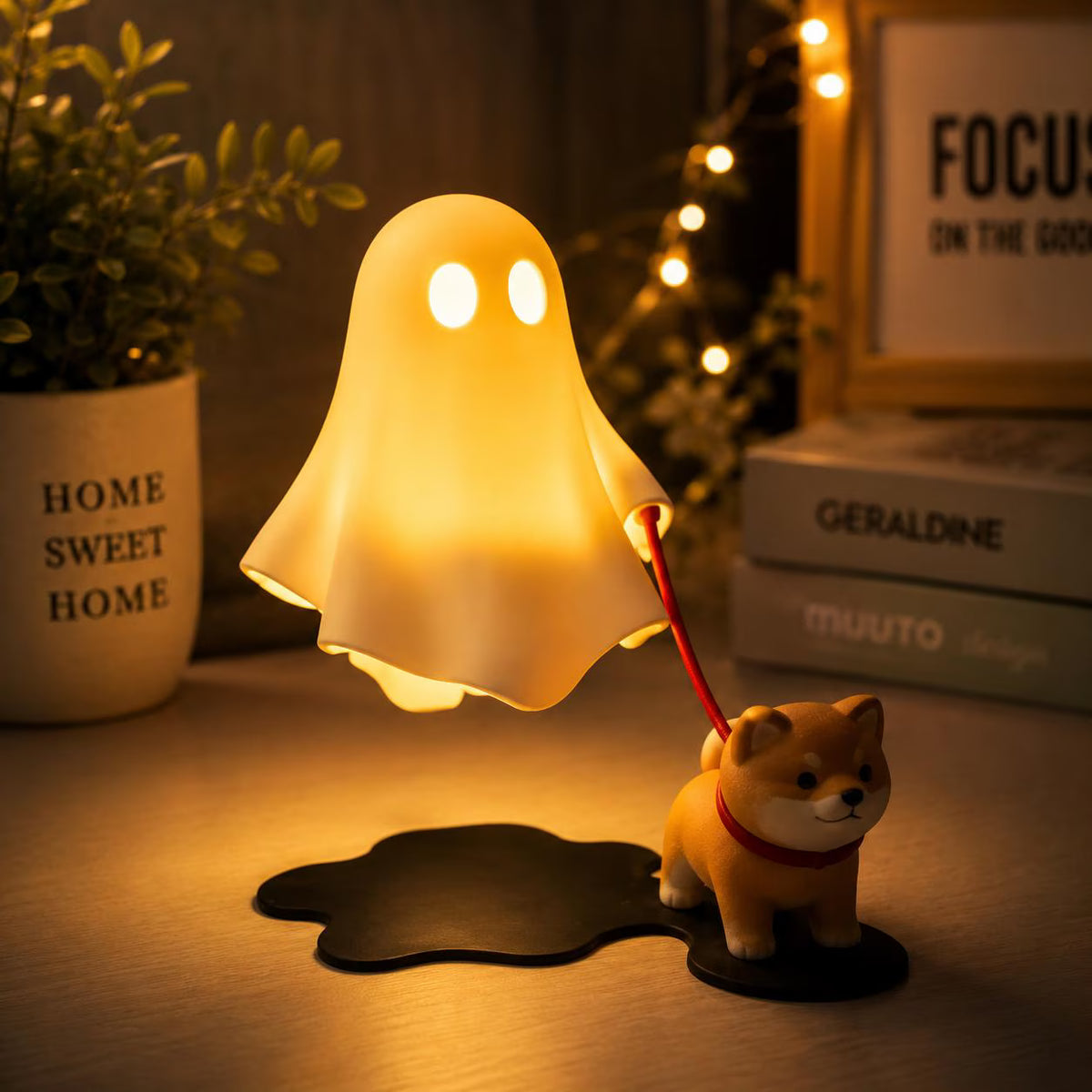 Luz brillante de fantasma con perro